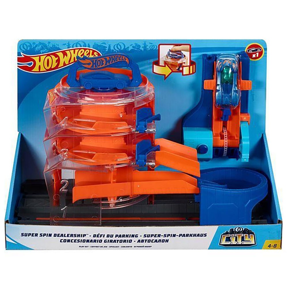 Pista de masini Hot Wheels by Mattel City Spin Dealership cu 1 masinuta image 1