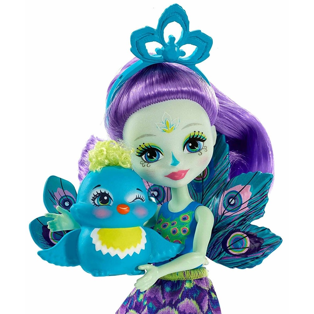 Papusa Enchantimals by Mattel Patter Peacock cu figurina image 5