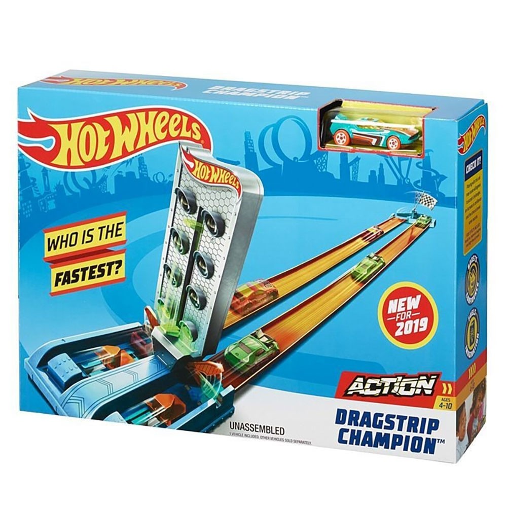 Pista de masini Hot Wheels by Mattel Dragstrip Champion cu masinuta image 4