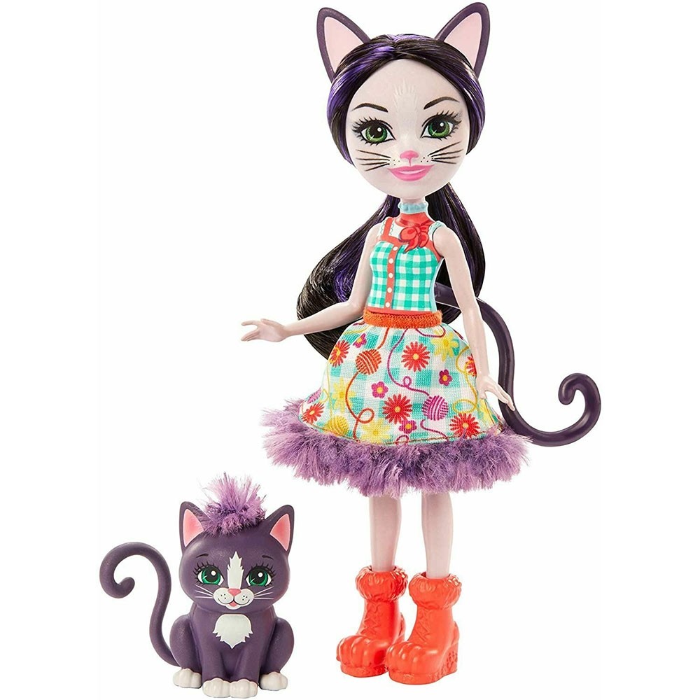 Papusa Enchantimals by Mattel Ciesta Cat cu figurina Climber