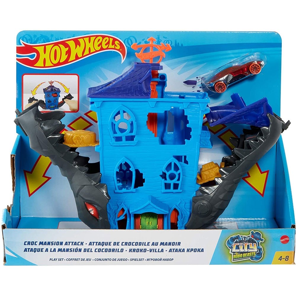 Pista de masini Hot Wheels by Mattel Croc Mansion Attack cu masinuta image 7