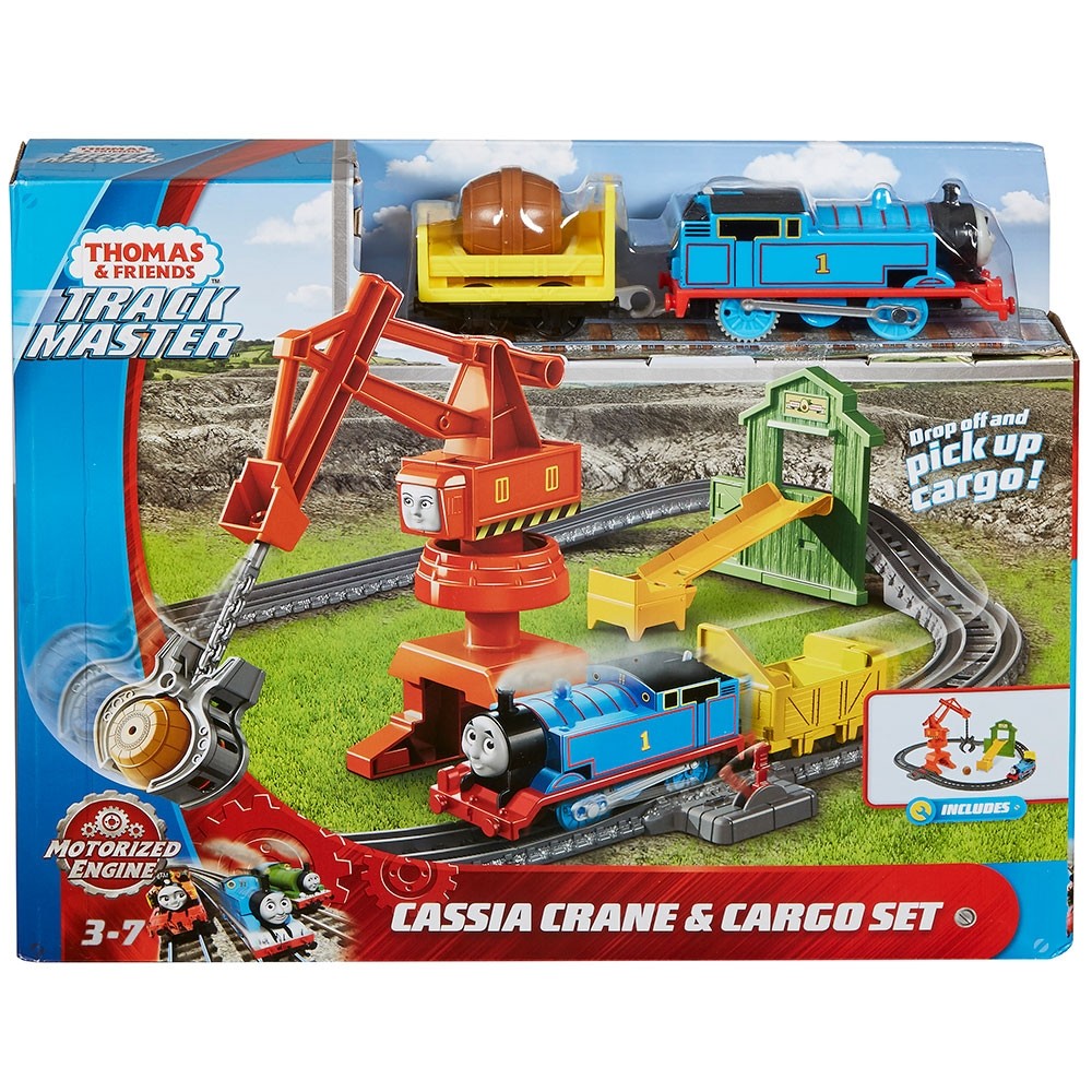 Set Fisher Price by Mattel Thomas and Friends Cassia Crane and Cargo sina cu locomotiva motorizata si vagon image 1