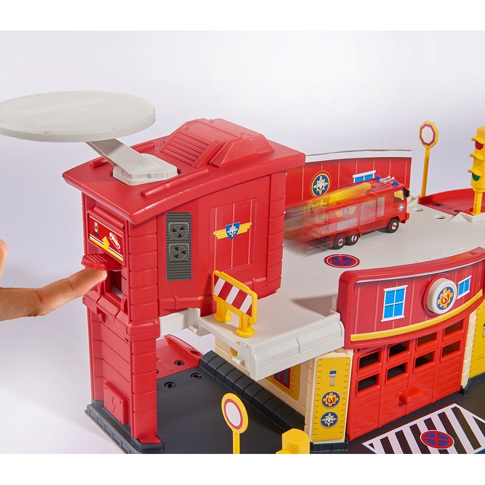 Pista de masini Dickie Toys Fireman Sam Fire Rescue Center cu elicopter si accesorii image 2