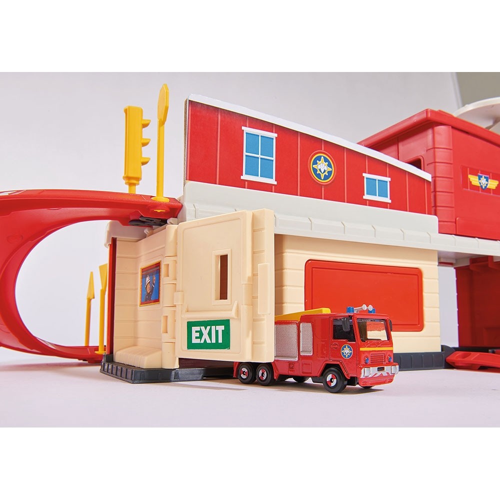 Pista de masini Dickie Toys Fireman Sam Fire Rescue Center cu elicopter si accesorii image 3