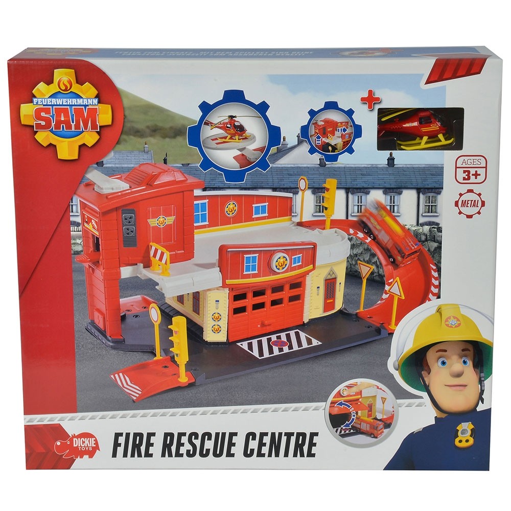 Pista de masini Dickie Toys Fireman Sam Fire Rescue Center cu elicopter si accesorii image 5