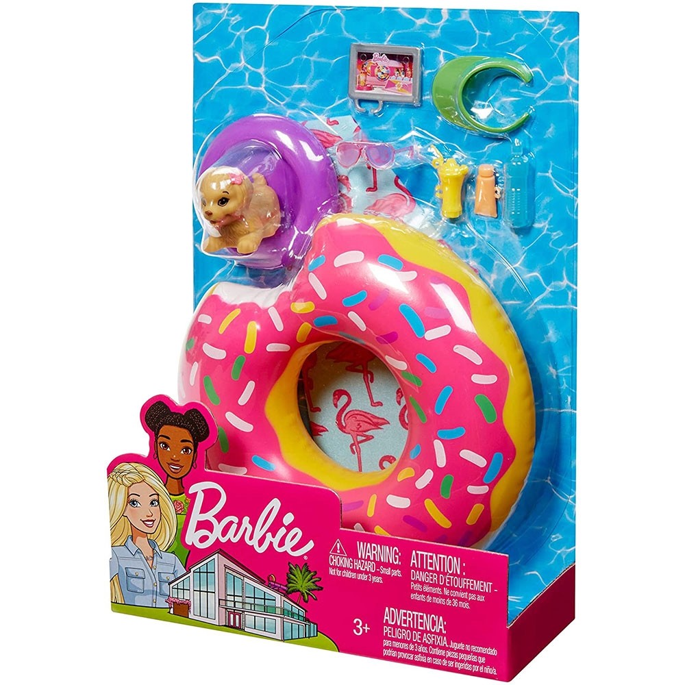 Set Barbie by Mattel Colac in forma de gogoasa cu figurina catelus si accesorii image 2
