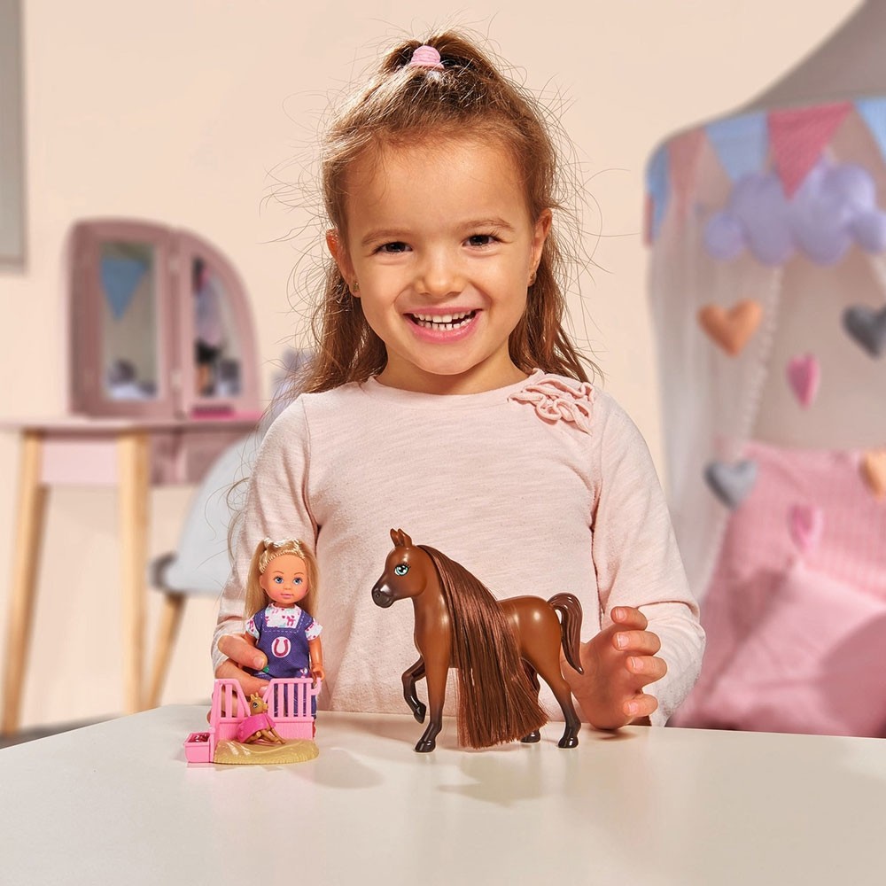 Set Simba Evi Love Doctor Evi Welcome Horse papusa 12 cm cu figurina cal si accesorii image 3