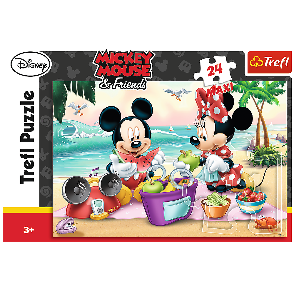 Puzzle Trefl Maxi Disney Mickey Mouse, Picnic pe plaja 24 piese image 1