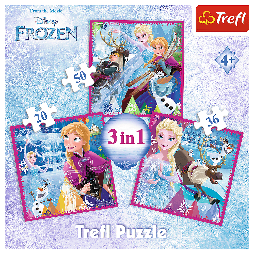 Set puzzle 3 in 1 Trefl Disney Frozen 2, Magia iernii, 1x20 piese, 1x36 piese, 1x50 piese image 1