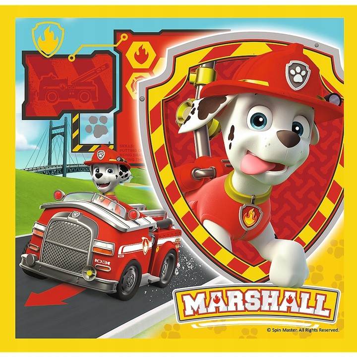 Set puzzle 3 in 1 Trefl Paw Patrol, Marshall Rubble si Chase, 1x20 piese, 1x36 piese, 1x50 piese image 3