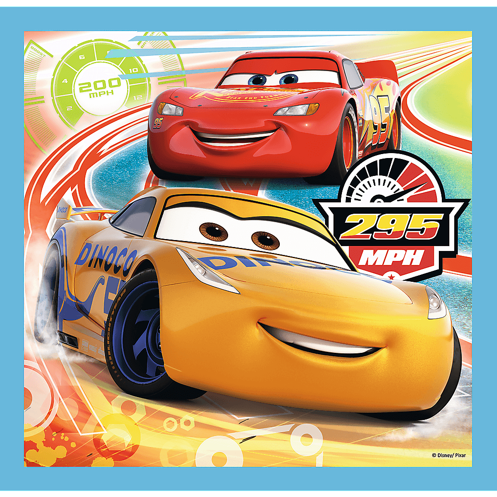 Set puzzle 3 in 1 Trefl Disney Cars, Pregatiri pentru cursa, 1x20 piese, 1x36 piese, 1x50 piese image 4