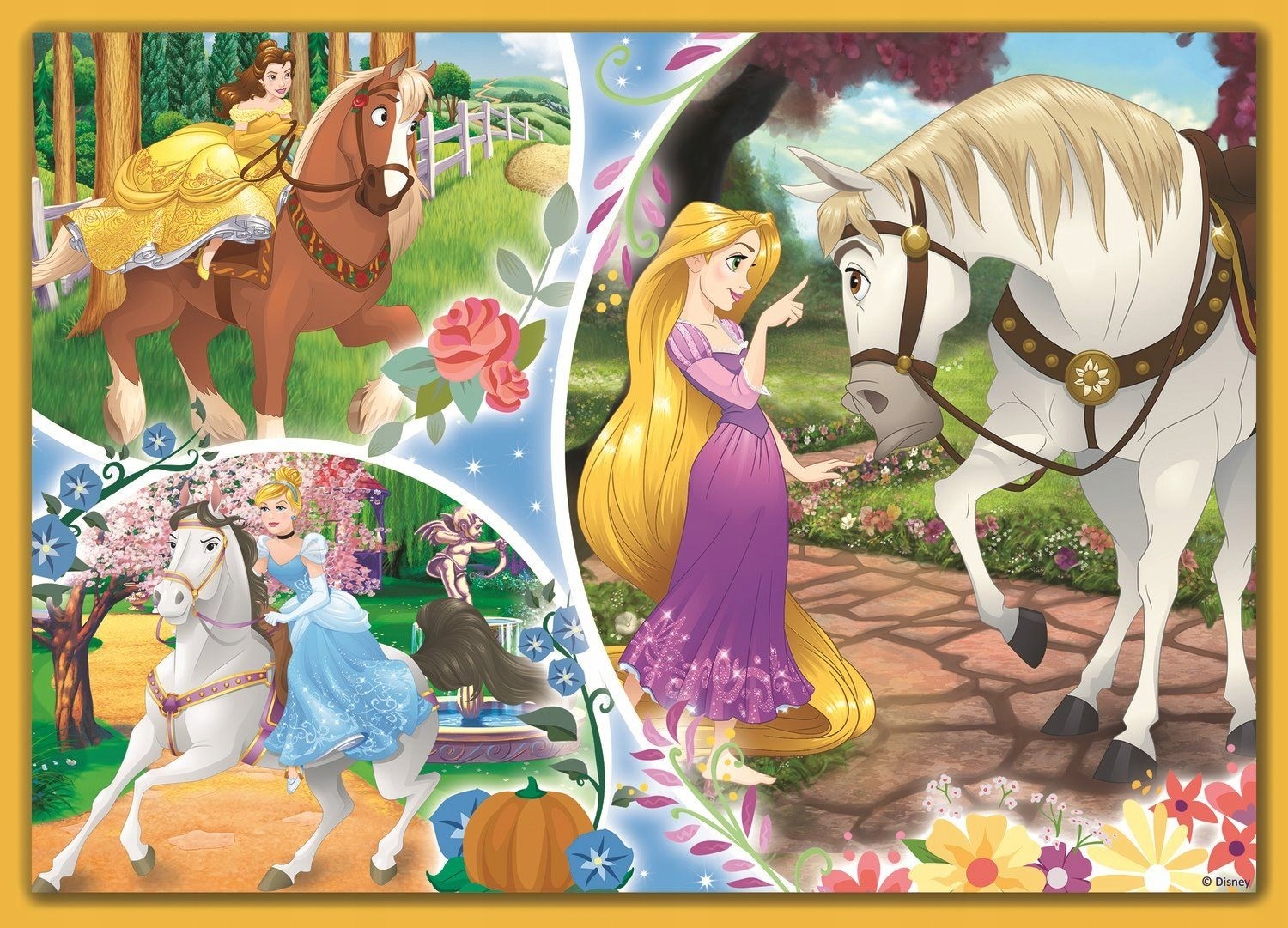 Set puzzle 4 in 1 Trefl Disney Princess, O zi fericita a Printeselor, 1x35 piese, 1x48 piese, 1x54 piese, 1x70 piese image 3