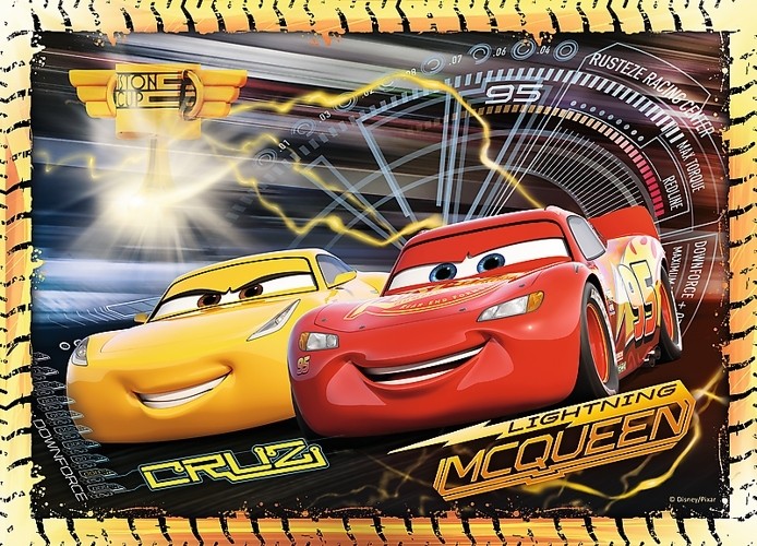 Set puzzle 4 in 1 Trefl Disney Cars, Gata de cursa 1x35 piese, 1x48 piese, 1x54 piese, 1x70 piese image 4