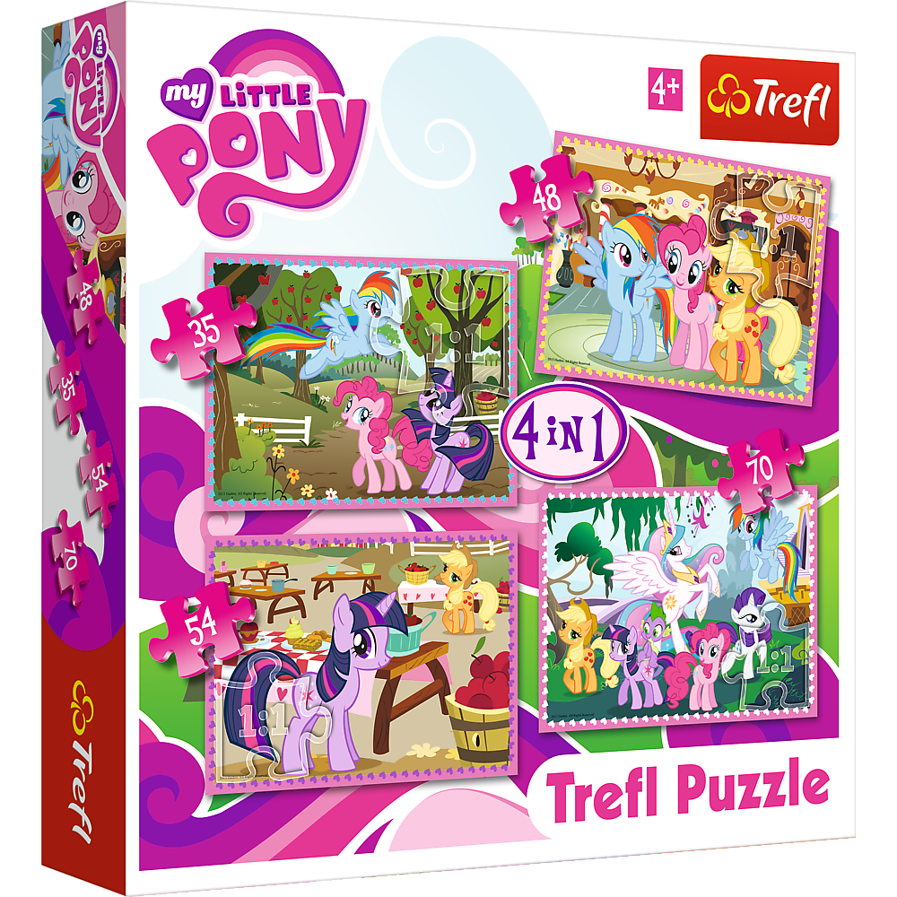 Set puzzle 4 in 1 Trefl My Little Pony, Poneii in vacanta, 1x35 piese, 1x48 piese, 1x54 piese, 1x70 piese