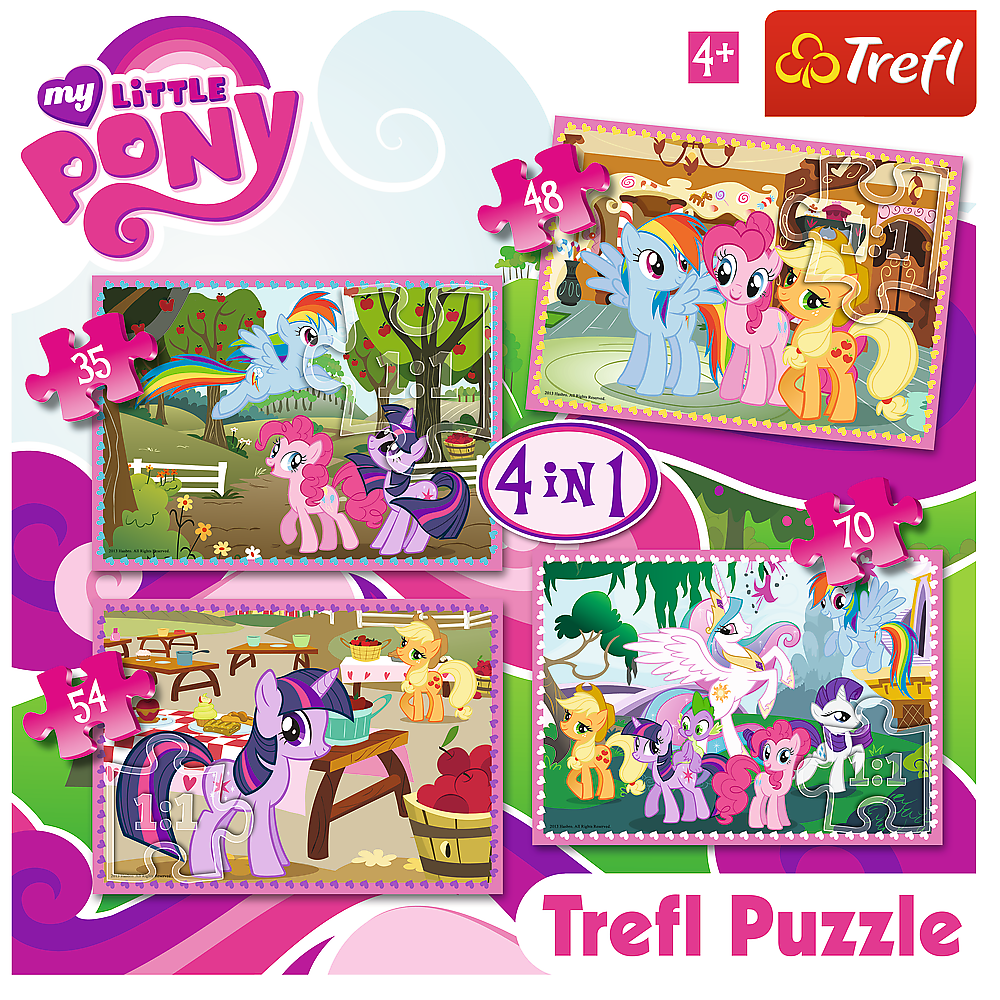 Set puzzle 4 in 1 Trefl My Little Pony, Poneii in vacanta, 1x35 piese, 1x48 piese, 1x54 piese, 1x70 piese image 1