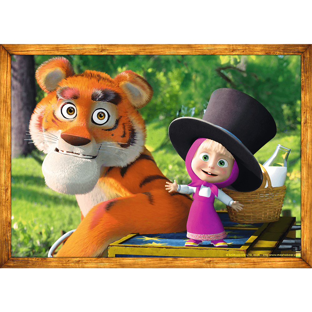 Set puzzle 4 in 1 Trefl Masha and the Bear, Aventurile lui Masha in padure, 1x35 piese, 1x48 piese, 1x54 piese, 1x70 piese image 1