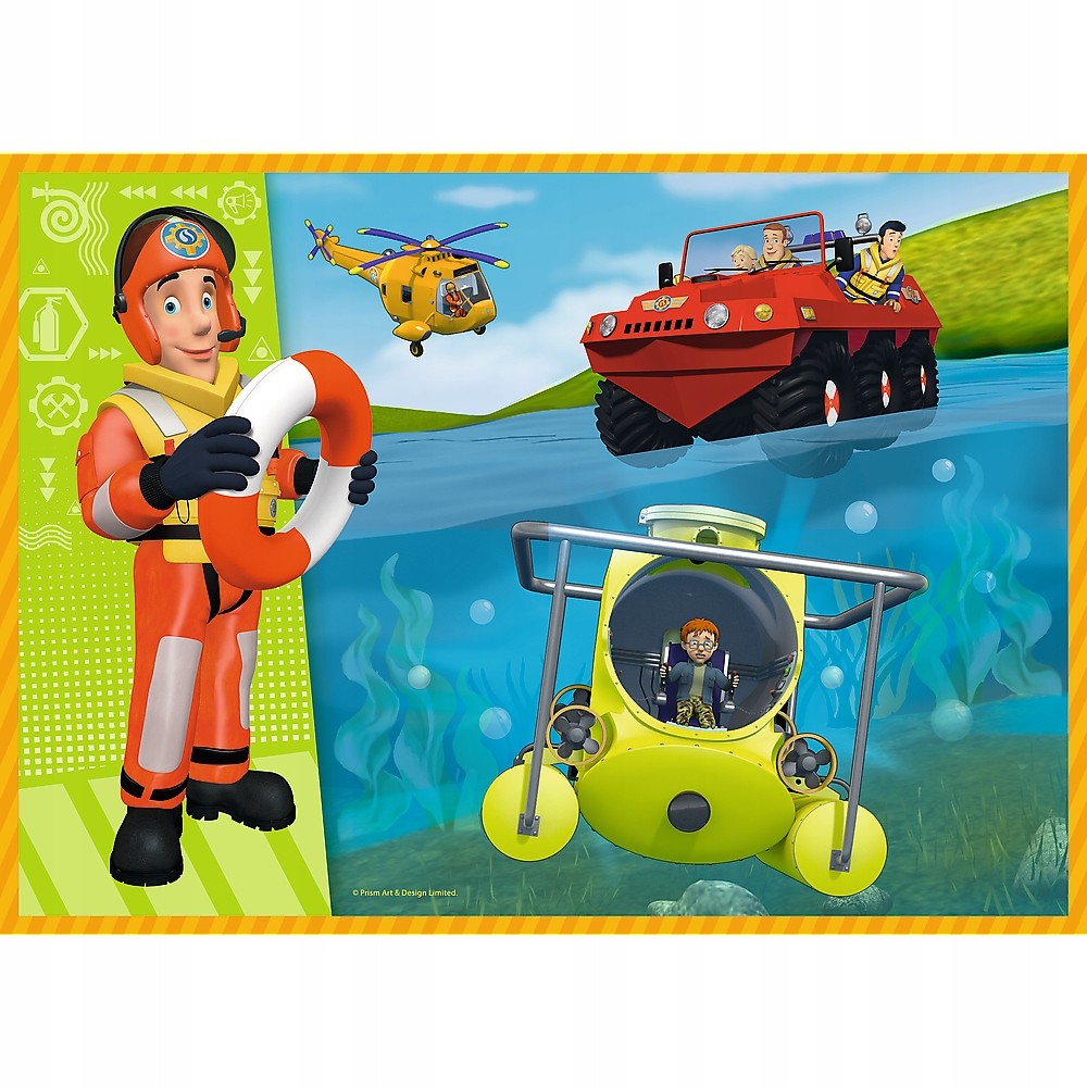 Set puzzle 4 in 1 Trefl Fireman Sam, Pompierul Sam in ajutor, 1x35 piese, 1x48 piese, 1x54 piese, 1x70 piese image 3