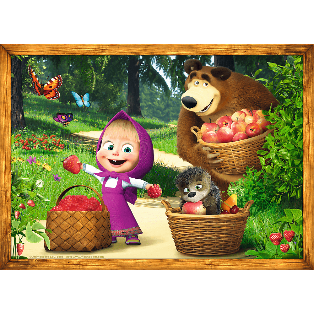 Set puzzle 4 in 1 Trefl Masha and the Bear, Aventurile lui Masha in padure, 1x35 piese, 1x48 piese, 1x54 piese, 1x70 piese image 2