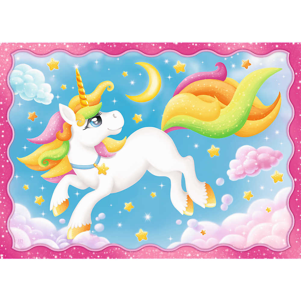 Set puzzle 4 in 1 Trefl Lumea magica a unicornilor, 1x35 piese, 1x48 piese, 1x54 piese, 1x70 piese image 1