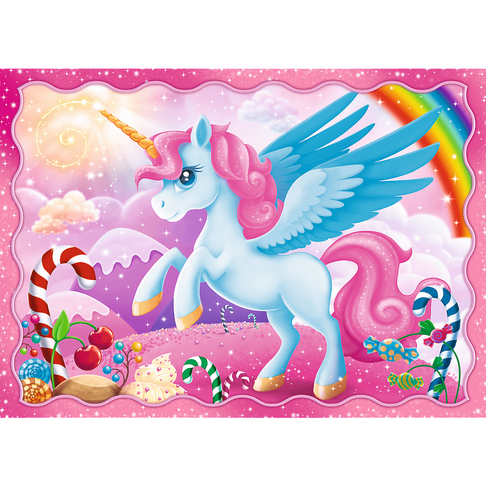 Set puzzle 4 in 1 Trefl Lumea magica a unicornilor, 1x35 piese, 1x48 piese, 1x54 piese, 1x70 piese image 2