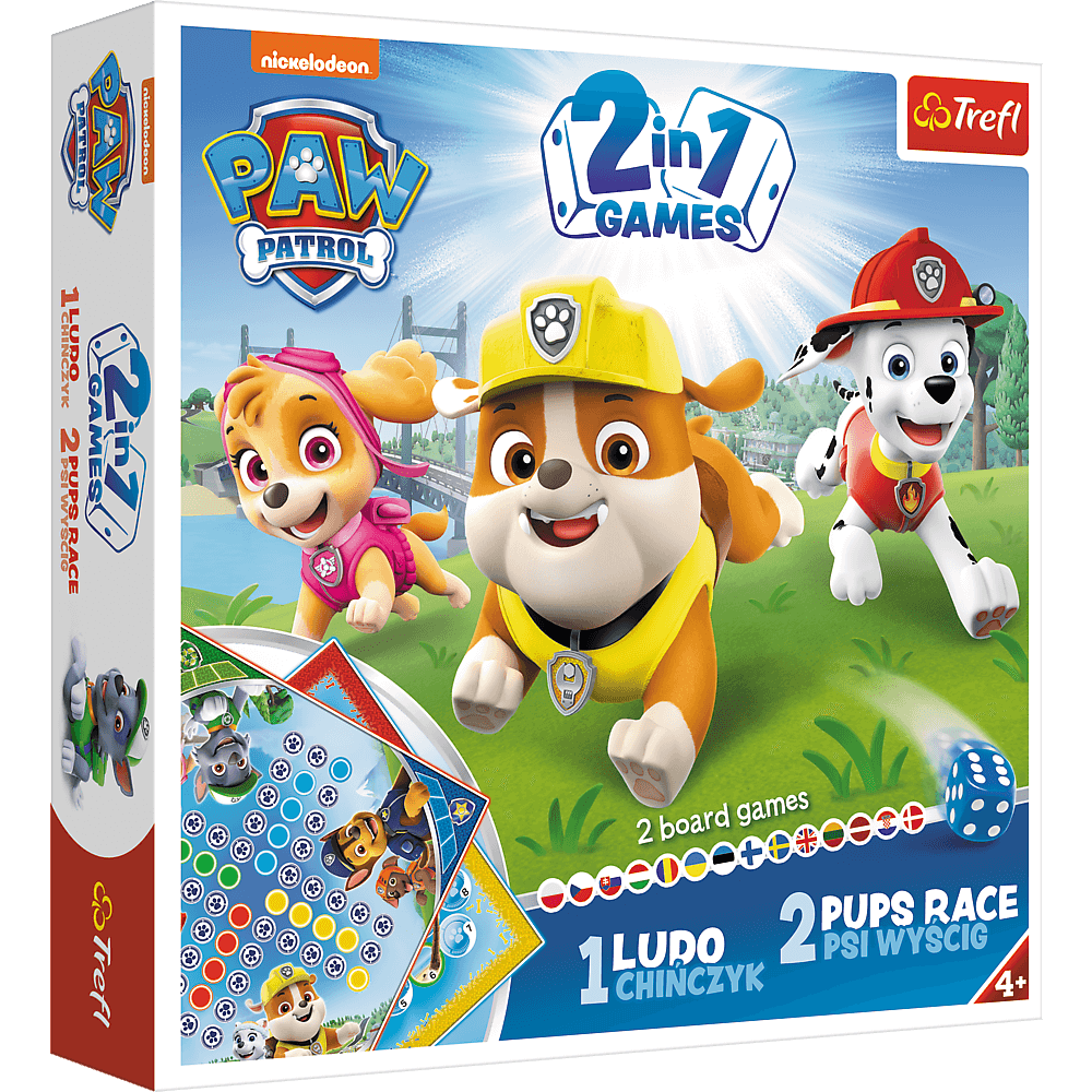 Joc Trefl Paw Patrol, Patrula Catelusilor 2 in 1 Ludo si Cursa