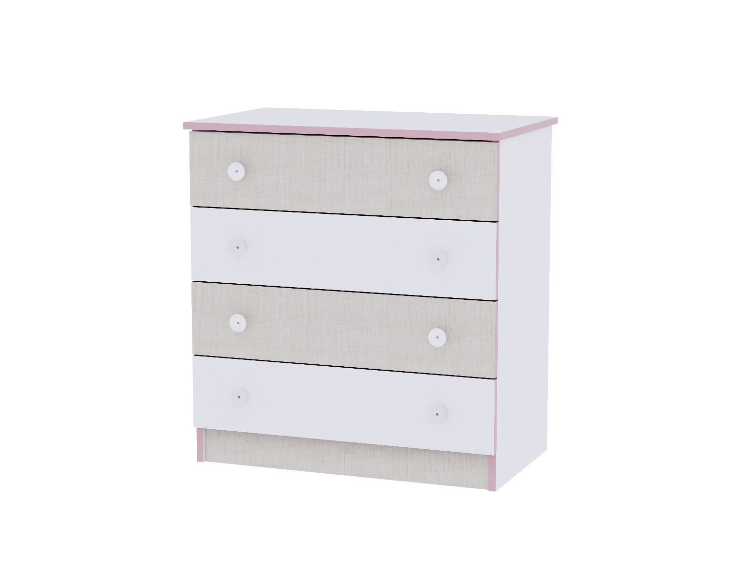 Comoda lemn, 81 x 50 x 86 cm, 4 sertare, White Pink Crossline