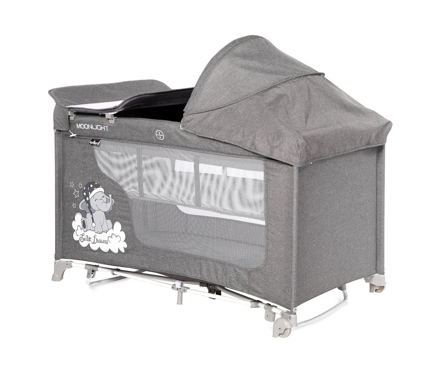 Patut pliabil, Moonlight Rocker, 2 nivele cu accesorii, Grey Luxe image 1