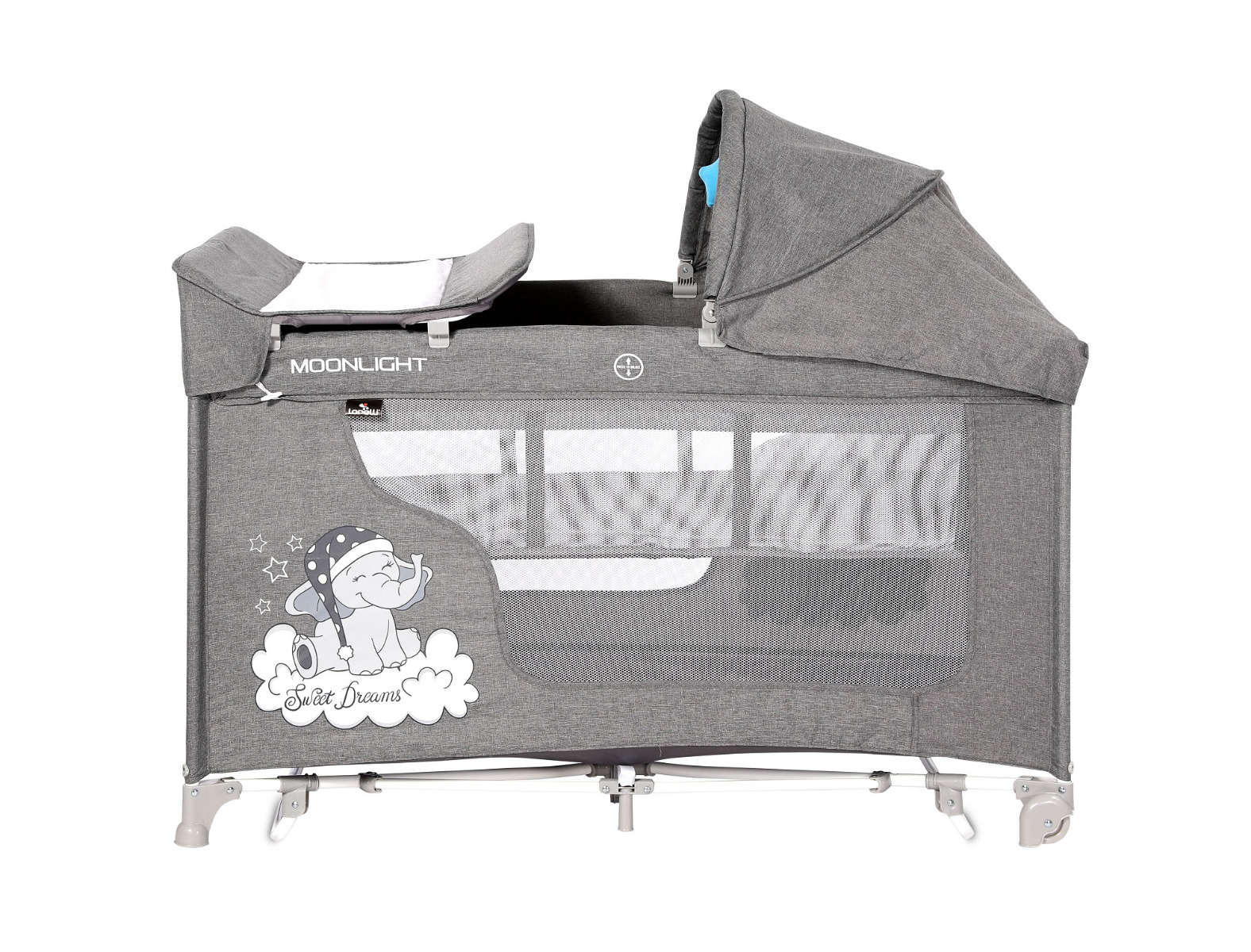 Patut pliabil, Moonlight Rocker, 2 nivele cu accesorii, Grey Luxe image 3