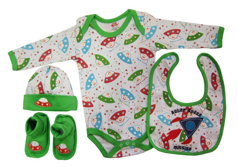 Set cadou bebe 4 piese, PP14534ML, (Galben/verde)