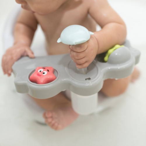 Scaun baie bebe cu stropitoare si jucarii gri, tavita frontala detasabila image 2