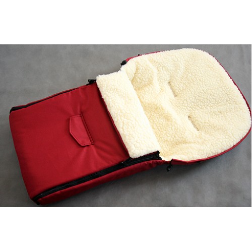 Sac de iarna pentru carucior cu interior din lana 108 cm rosu image 1