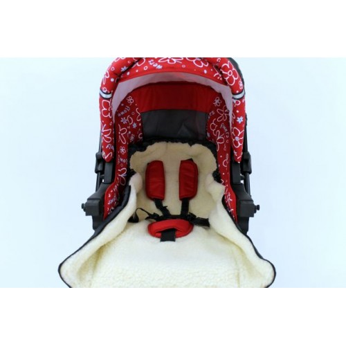 Sac de iarna pentru carucior cu interior din lana 108 cm rosu image 3