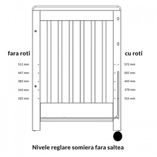 Treppy Patut co-sleeping 120x60 cu laterala culisanta si roti Dreamy Plus Natur image 6