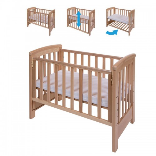 Patut co-sleeping 85x48 cm cu laterala culisanta Dreamy Mini Natur + saltea image 9