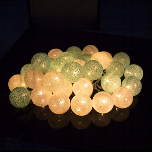 Ghirlanda luminoasa cu 30 globuri textile cu led roz/turcoaz image 1