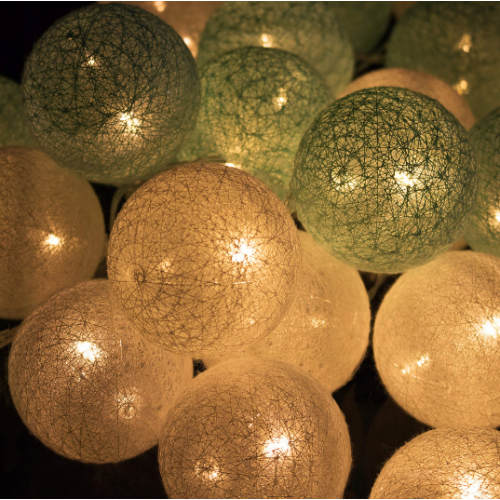 Ghirlanda luminoasa cu 30 globuri textile cu led turcoaz image 3