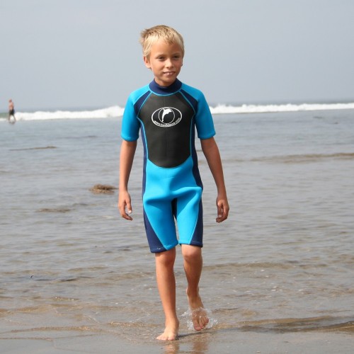 Costum inot din neopren pentru copii Shorty Wetsuit blue 3-4 ani image 4