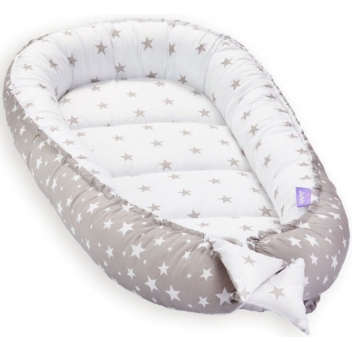 Cosulet bebelus pentru dormit Baby Nest Cocoon XL 90x50 cm Grey stars image 2