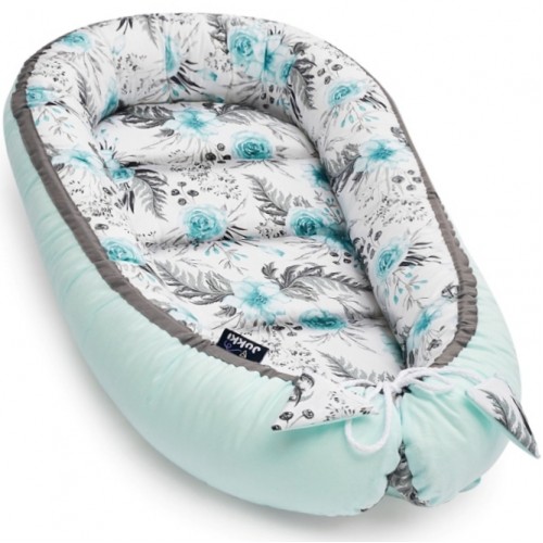 Cosulet bebelus pentru dormit Baby Nest Cocoon XL 90x50 cm In garden mint image 3