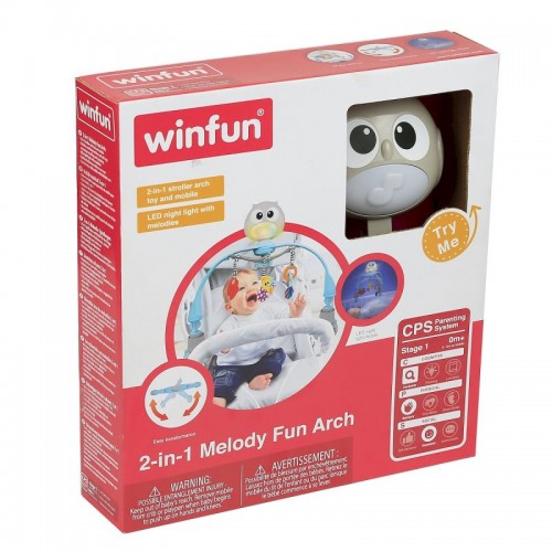 Winfun - Arcada muzicala pentru carucior sau patut Owl, cu lumini si carusel image 3