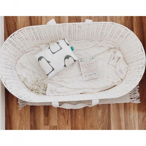 Cosulet bebe pentru dormit handmade din material ecologic Baby alb, include stand image 9
