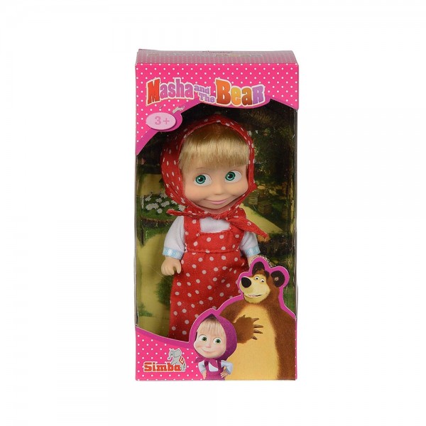 Papusa Simba Masha and the Bear 12 cm Masha in rochie rosu image 1