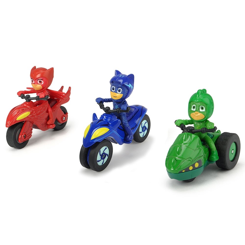 Set Dickie Toys 3 Motociclete Eroi in Pijama cu 3 figurine