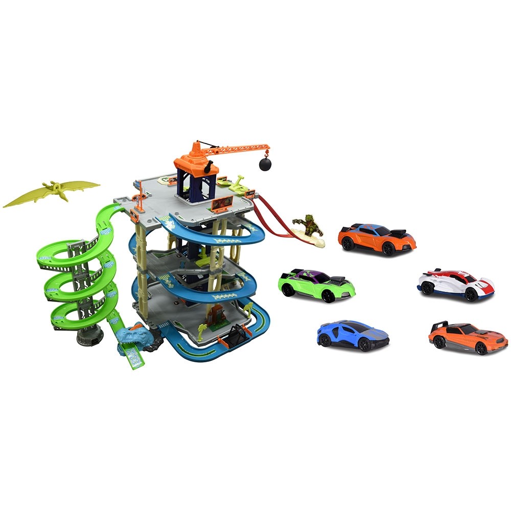 Pista de masini Majorette Dino Action Tower cu 5 masinute