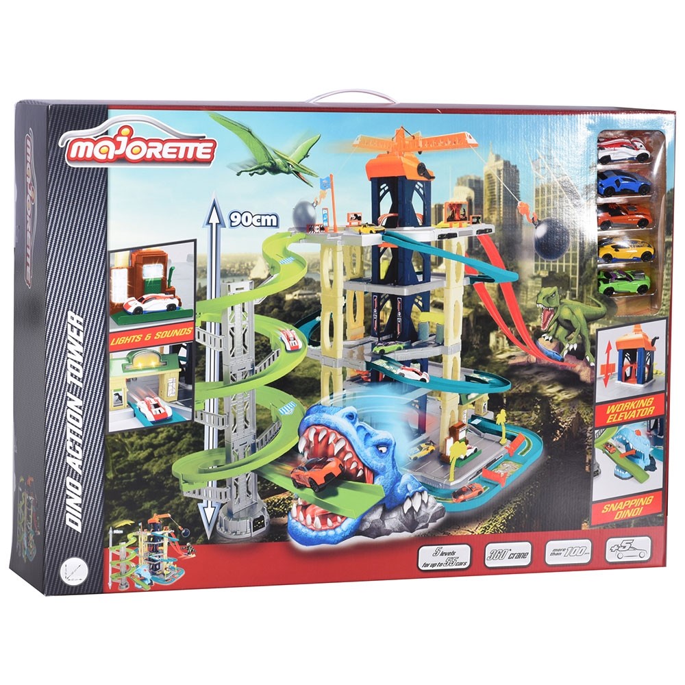 Pista de masini Majorette Dino Action Tower cu 5 masinute image 1