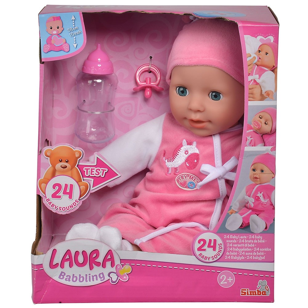 Papusa interactiva Simba Laura Baby Talk 38 cm cu biberon si suzeta image 3