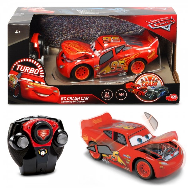 Masina Dickie Toys Cars 3 Crash Car Lightning McQueen cu telecomanda image 6