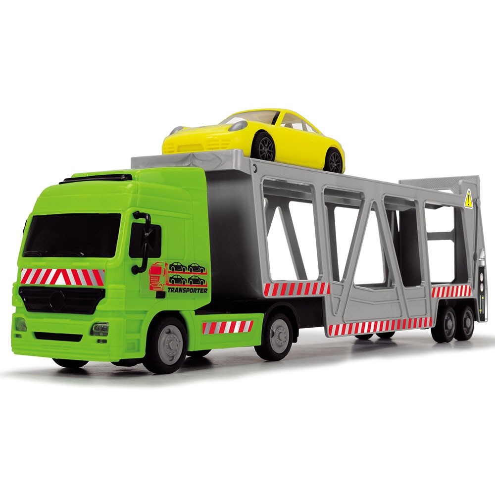 Camion Dickie Toys cu trailer si 2 masini Porsche image 1