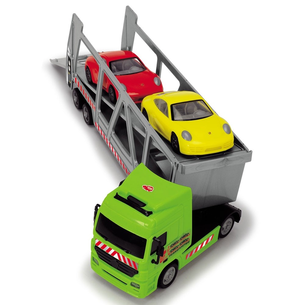Camion Dickie Toys cu trailer si 2 masini Porsche image 3
