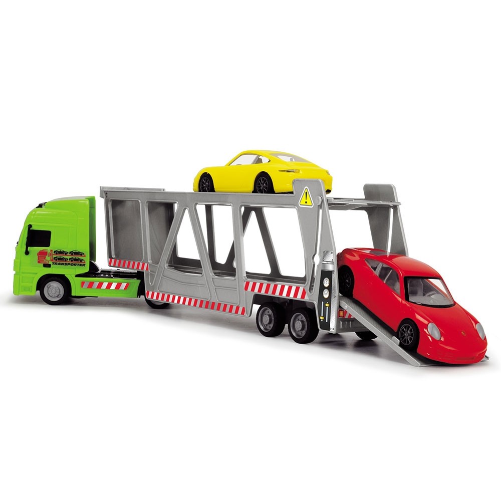 Camion Dickie Toys cu trailer si 2 masini Porsche image 4
